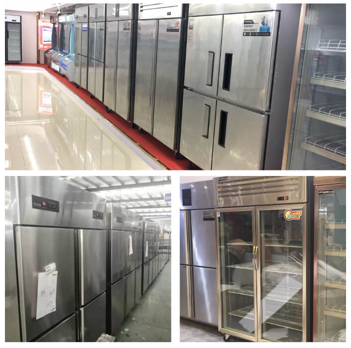 餐厅厨房的四门工业橱柜式冷冻柜：